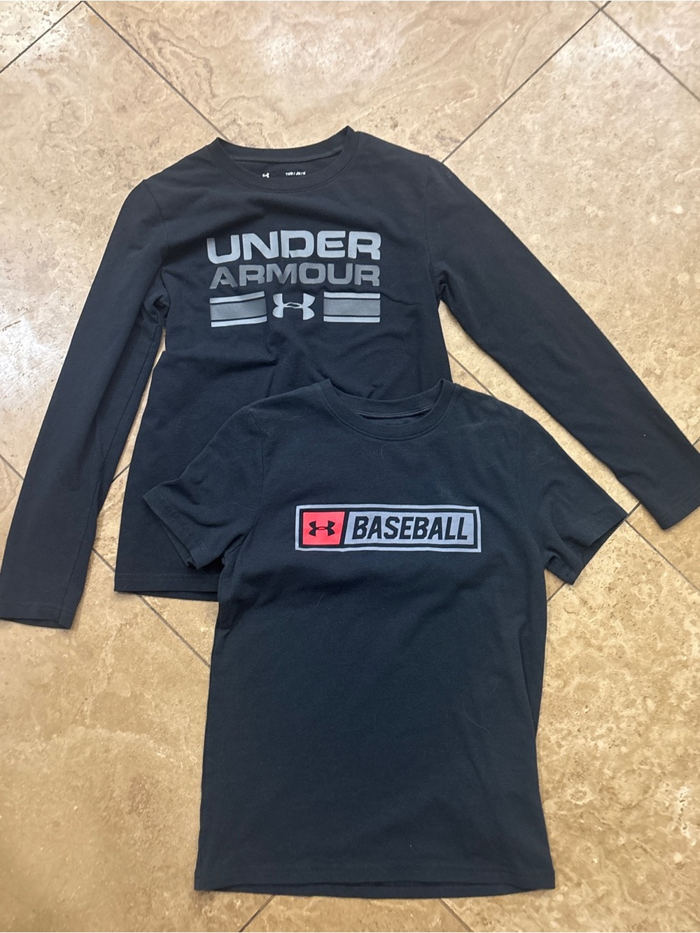 Under Armour Black Long Sleeve & Short Sleeve Baseball Graphic Tees
